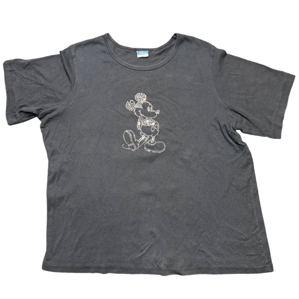 Disney Mickey Mouse Rhinestone Graphic T Shirt‎ Black Womens Medium